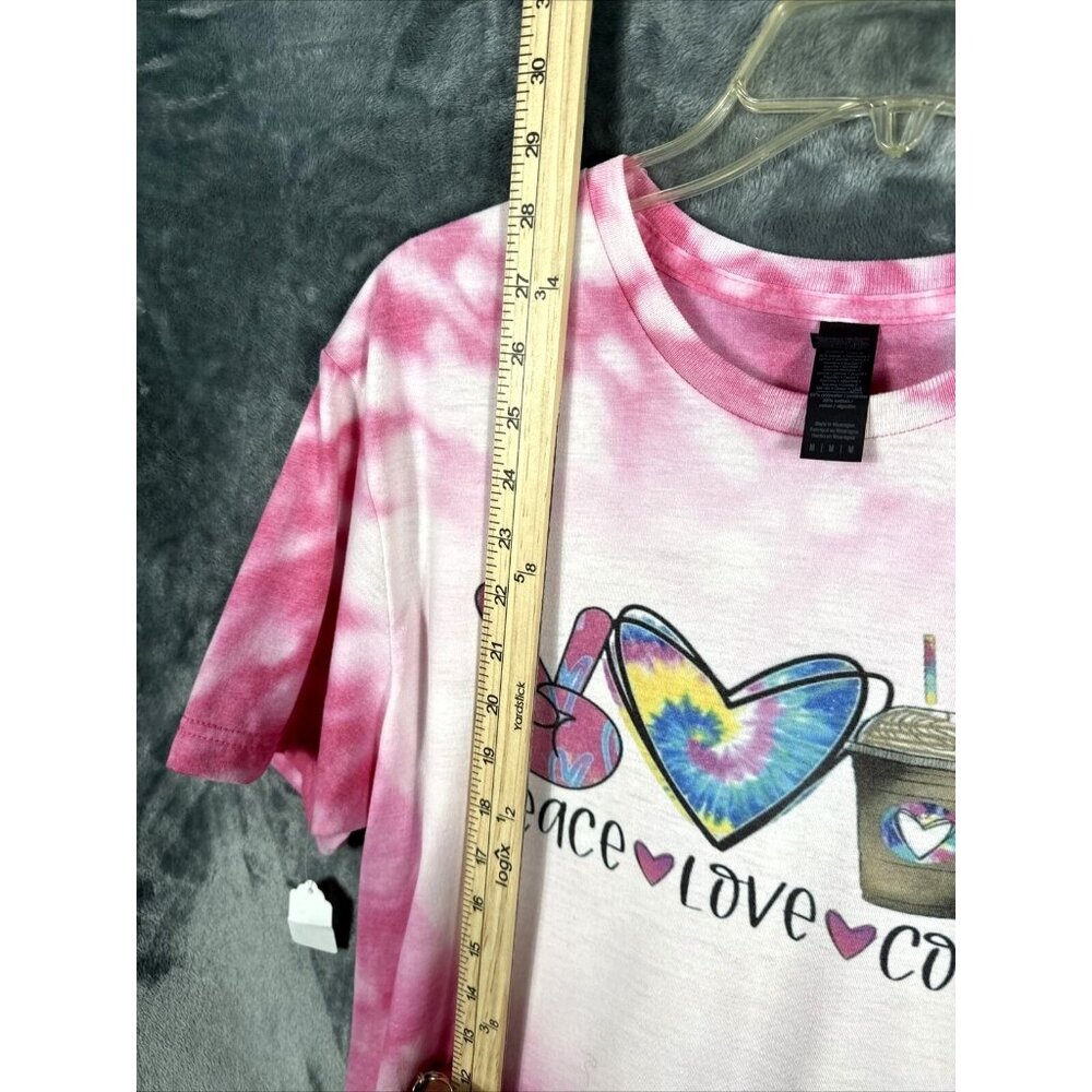 Glidden Shirt Peace Love And Coffee Women’s T-Shirt Pink Hippie Vibes Medium Top - Picture 5 of 13